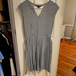 Tommy Hilfiger Faux Wrap Dress, XS, Navy and White